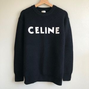 Celine letter OVERSIZED SWEATER IN RIBBED WOOL Small